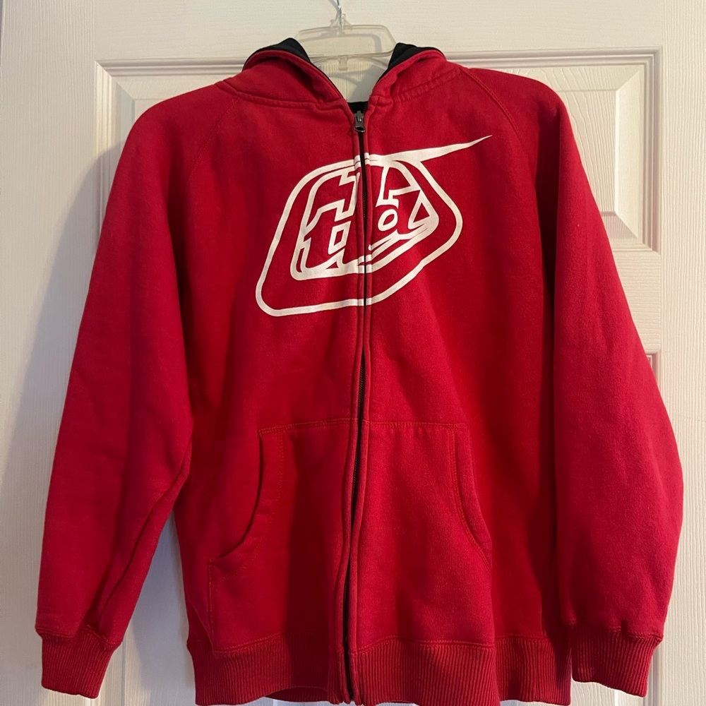 Troy Lee Designs Hoodie Zipper sweatshirt jacket Large Red and Black